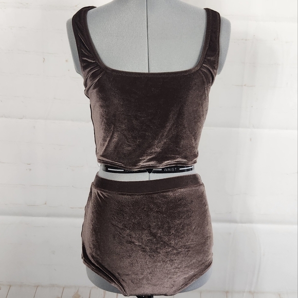 Solid & Striped Velvet High-Waisted Bikini Set in Chocolate Brown XS/Small - Picture 4 of 10